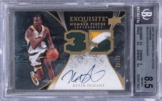 2007-08 UD "Exquisite Collection" Number Pieces #KD Kevin Durant Signed Patch Rookie Card (#23/35) – BGS NM-MT+ 8.5/BGS 10